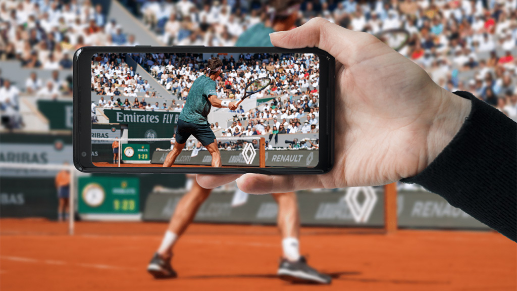 French Open mobile 5G Broadcast trial. Simulated picture.