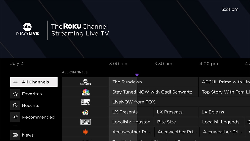 Roku Live TV Guide