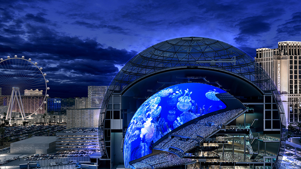 Cross section render of the the Sphere at the Venetian Resort in Last Vegas. Source: Sphere Entertainment.