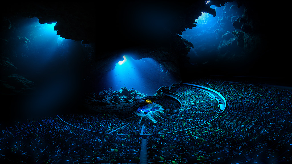 Computer graphic render of the interior of the Sphere showing an underwater scene. Source: Sphere Entertainment.