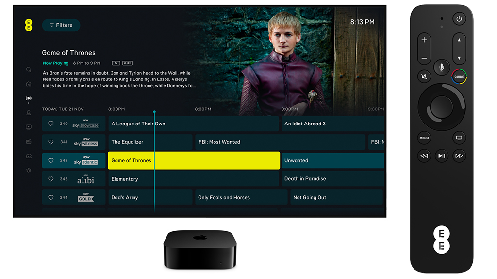 EE Apple TV showing EE TV app