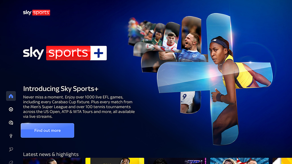 Sky Sports+ TV user interface
