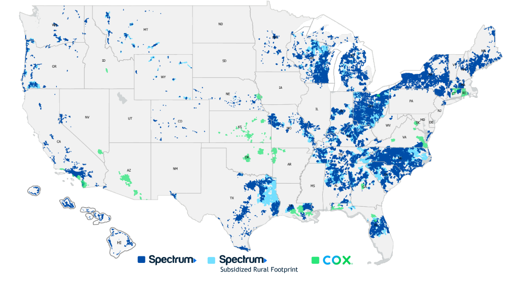 Charter Cox combined service footprint