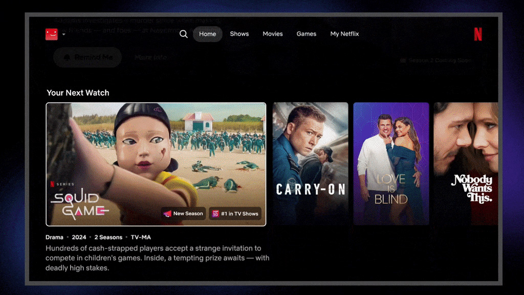 Netflix homepage