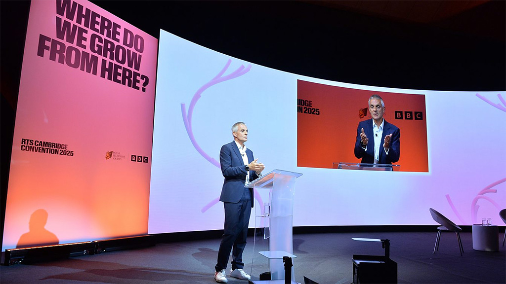 Tim Davie, Director General of the BBC, speaking at the RTS Cambridge Convention. Photo: RTS/Richard Kendal