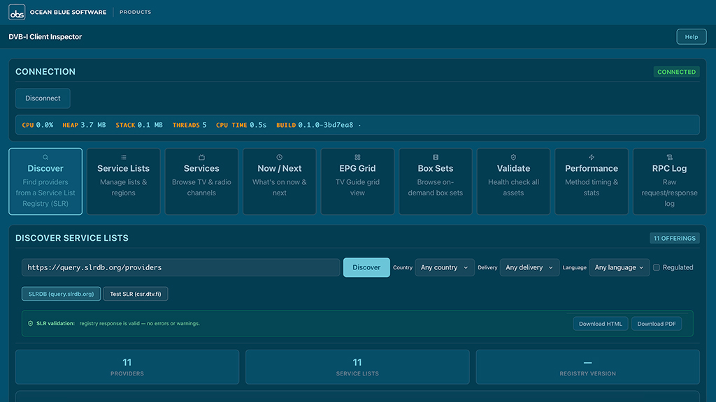 OBS DVB-I Inspector