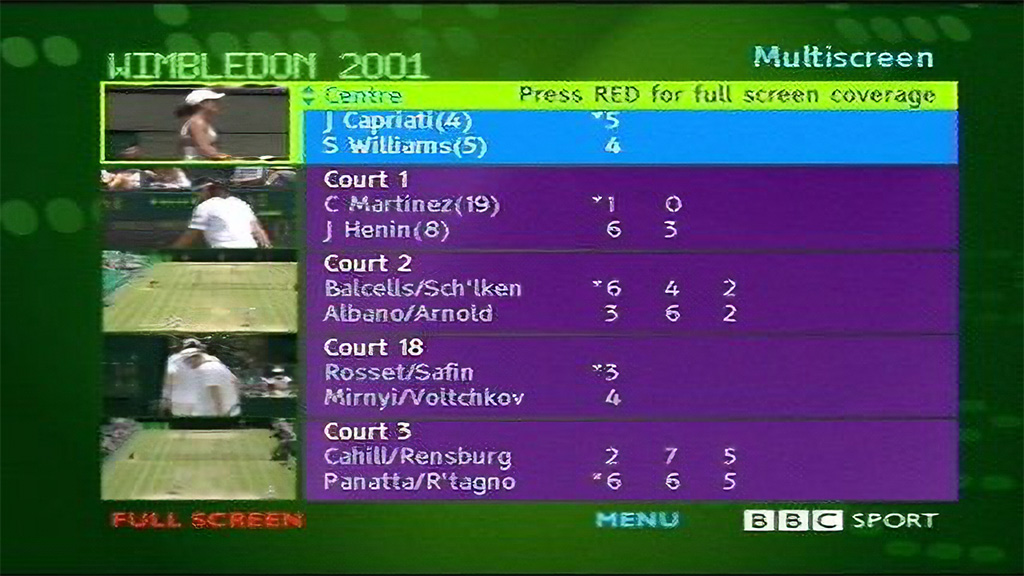Wimbledon Interactive 2001 multiscreen service