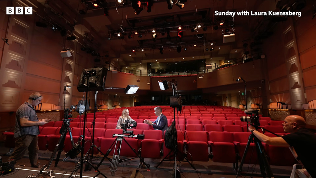 Laura Kuenssberg and Matt Brittin in the BBC Radio Theatre
